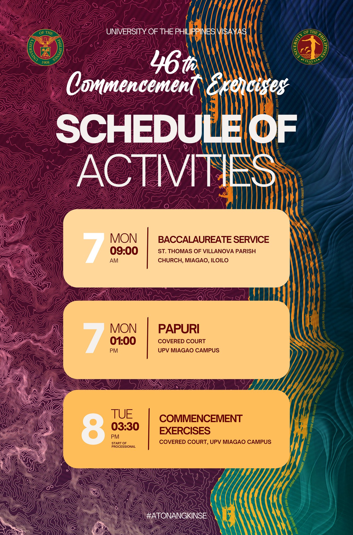 46th Commencement Exercises Schedule of Activities