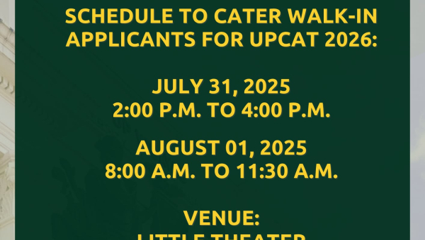 UPV Iloilo City Testing Center, Schedule to Cater Walk-in Applicants for UPCAT 2026