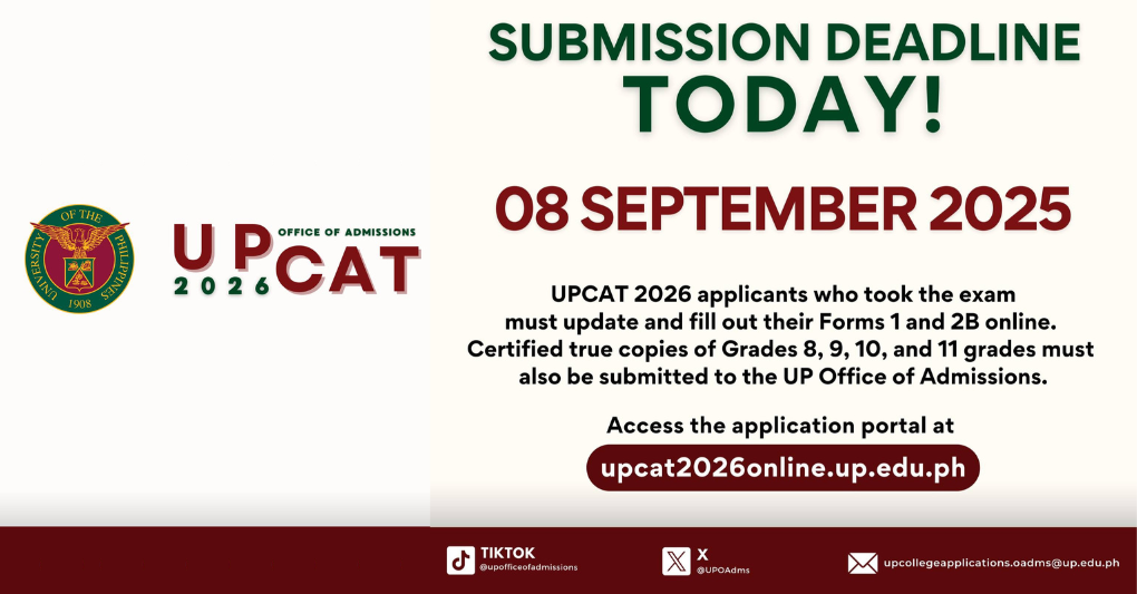 Deadline for UPCAT 2026 Submission is Today!
