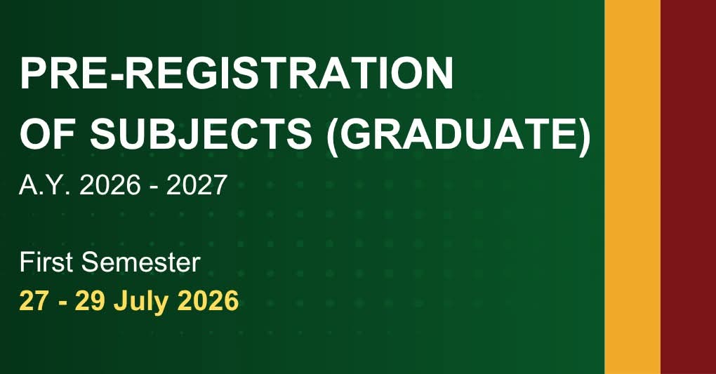 Pre-Registration  Schedule First Semester, A.Y. 2026 -2027 (Graduate Program)