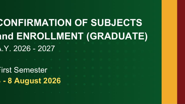 Graduate Confirmation of Subjects and Enrollment First Semester, A.Y. 2026–2027