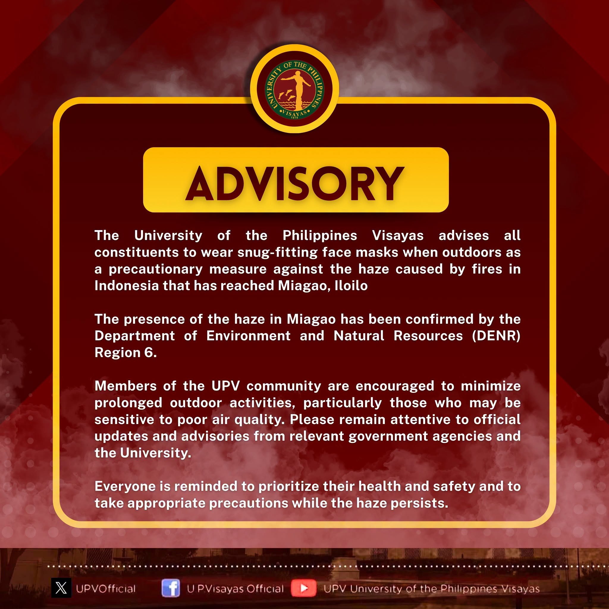 Precautionary measures as haze reaches Miagao, Iloilo