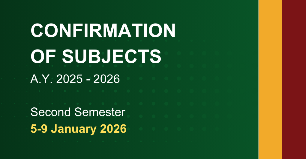 Confirmation of Subjects for Second Semester, AY 2025-2026