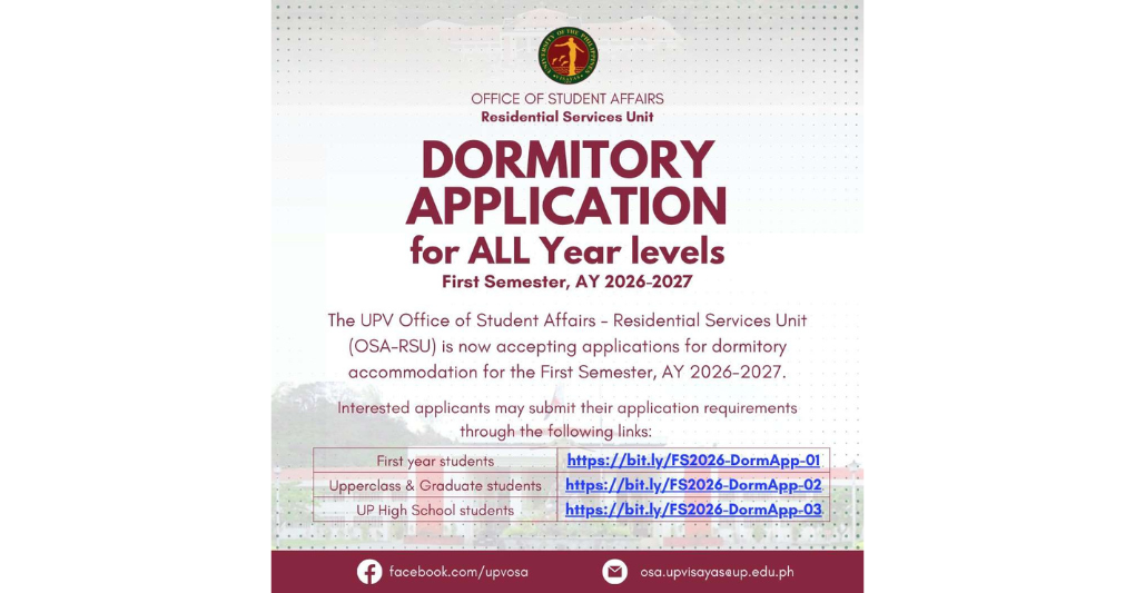 Dormitory Application for All Year Levels  (First Semester, AY 2026–2027)
