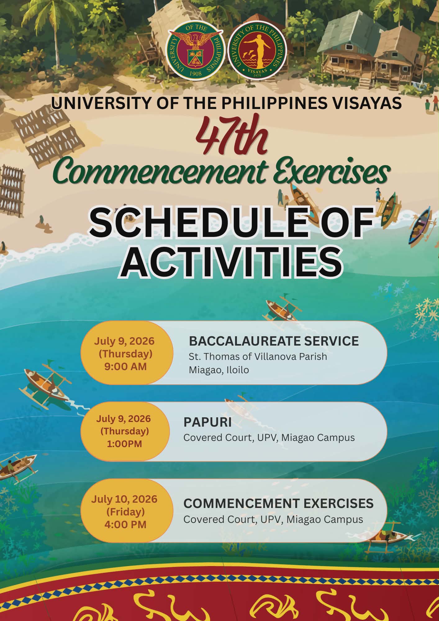 Schedule of Activities for the 47th Commencement Exercises
