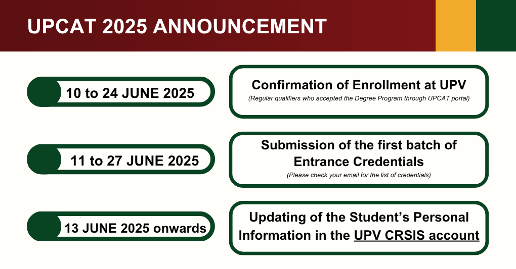 UPCAT 2025 qualifiers' confirmation of enrollment to UP Visayas