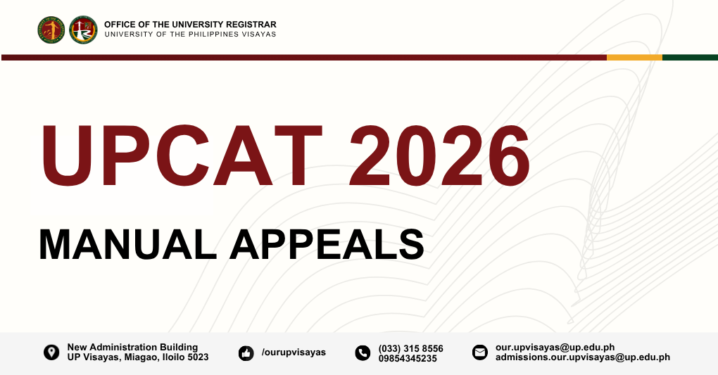 Manual Appeal Instructions for UP Visayas Admission (AY 2026–2027)
