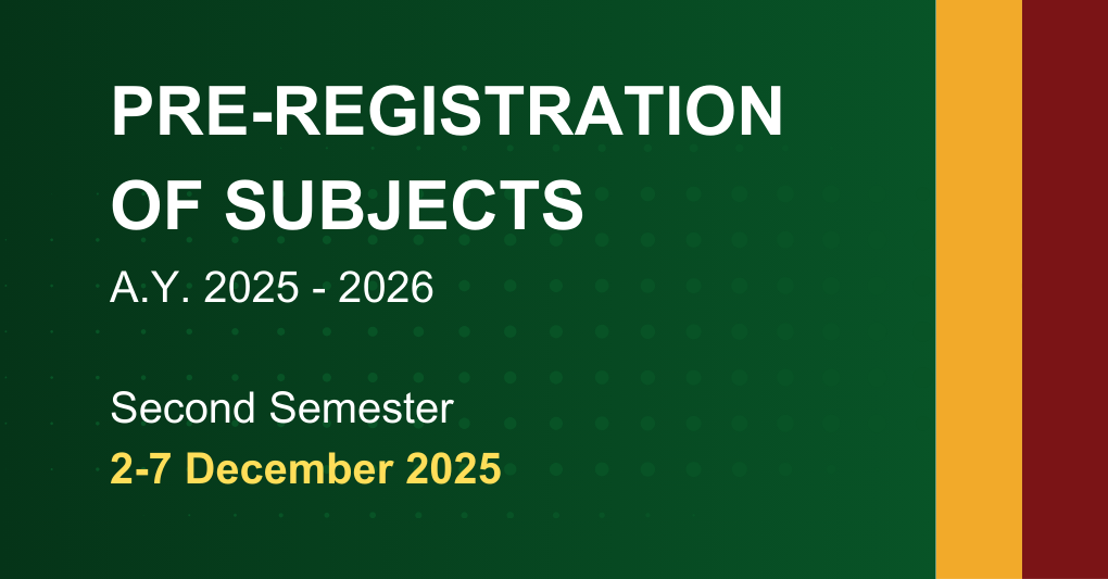 REMINDER: Pre-registration of subjects for Second Semester, AY 2025-2026