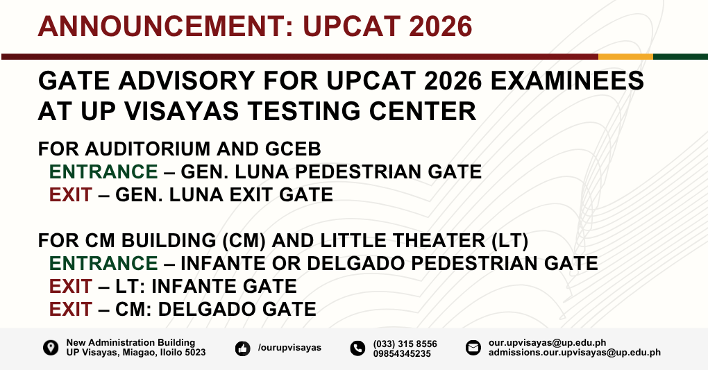 Gate Advisory for UPCAT 2026 Examinees at UP Visayas Testing Center